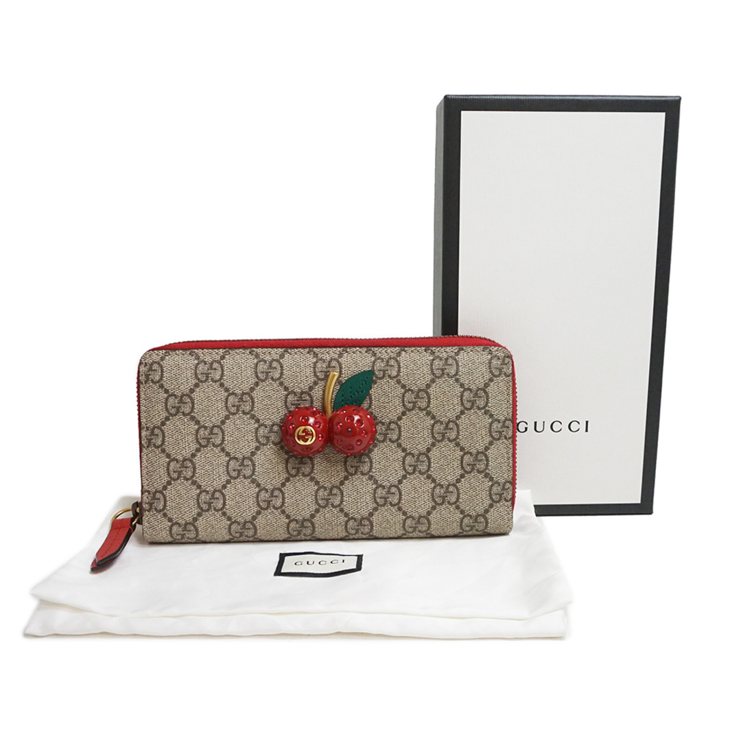 GUCCI グッチシマ チェリー 長財布 ラウンドファスナー GG さくらんぼ-