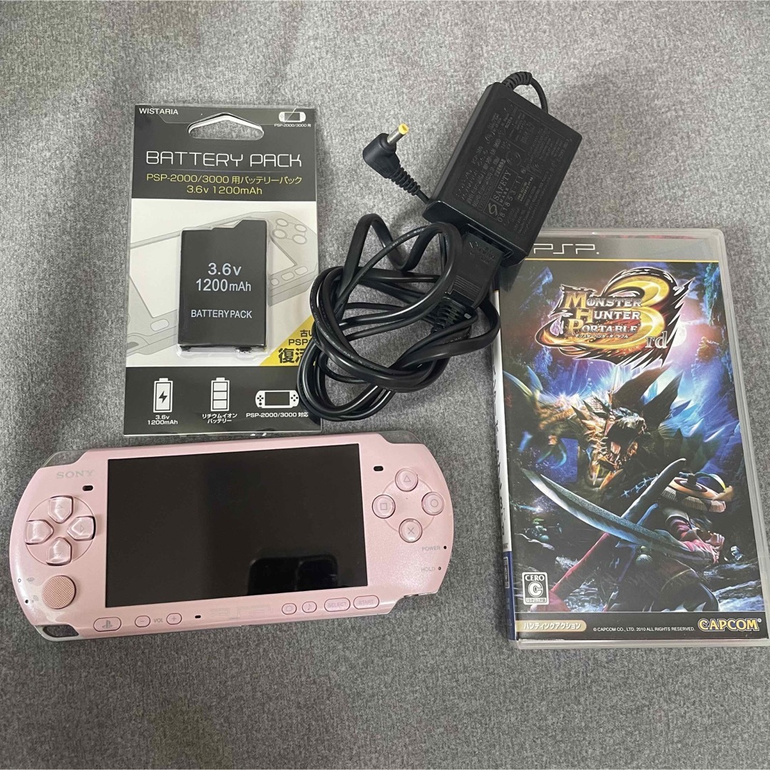 PlayStation Portable - PSP-3000 ピンク 電池、ソフト付きの通販 by