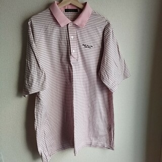 CARNOUSTIE ポロシャツ　ピンク　ストライプ　XLサイズ　韓国製(ウエア)
