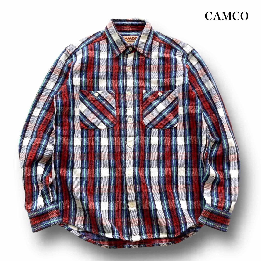 【CAMCO】カムコ フランネルワークシャツ チェック柄長袖シャツ (L相当)
