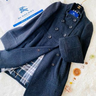 バーバリーブルーレーベル(BURBERRY BLUE LABEL)の極美品 バーバリーブルーレーベル ノバチェック スタンドカラー ロングコート(ロングコート)