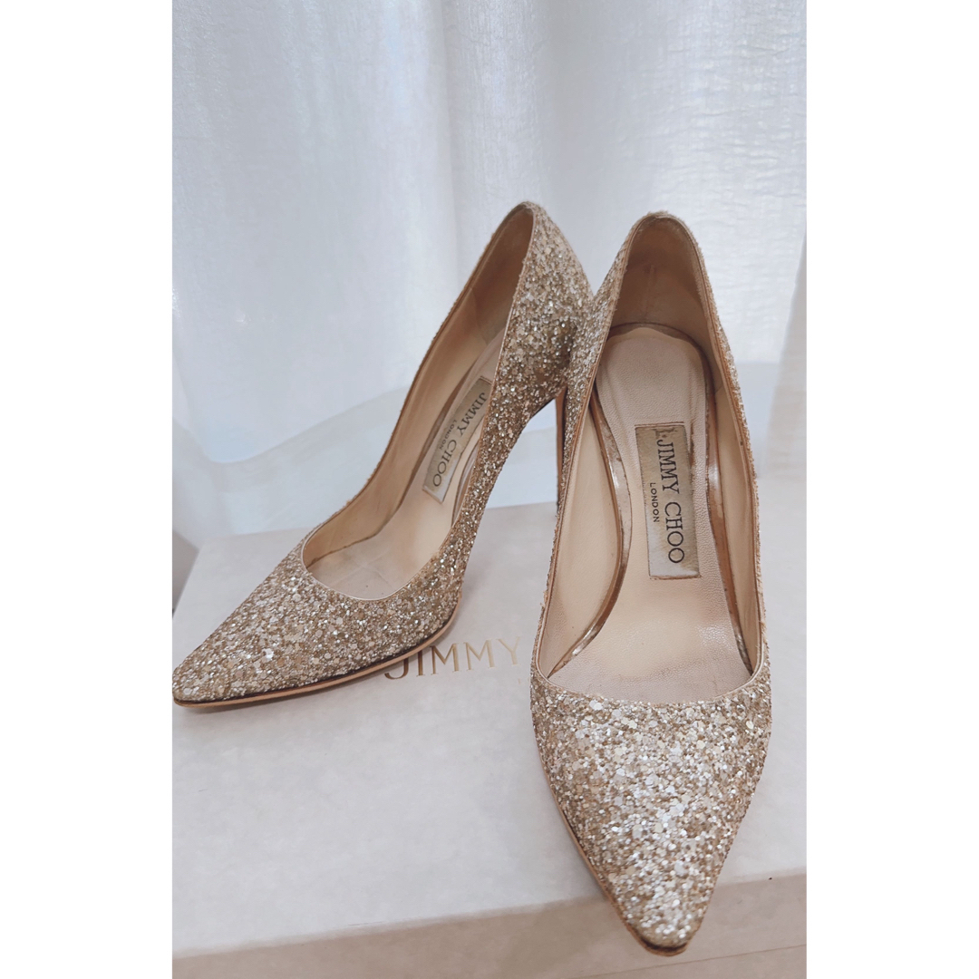 グリッターパンプスJIMMY CHOO ROMY 100 グリッターパンプス　ゴールド