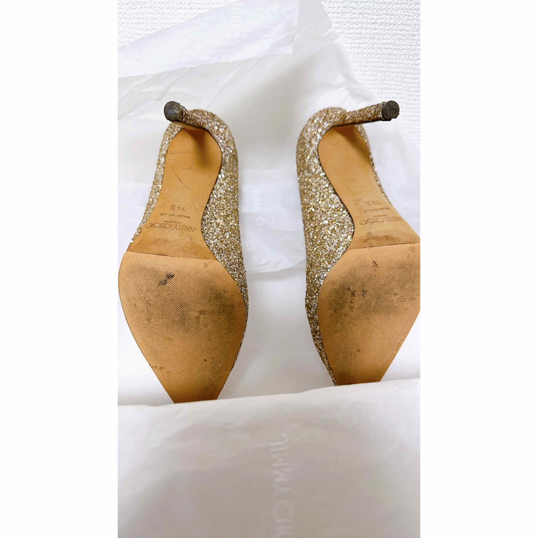 JIMMY CHOO - JIMMY CHOO ROMY 100 グリッターパンプス ゴールドの通販
