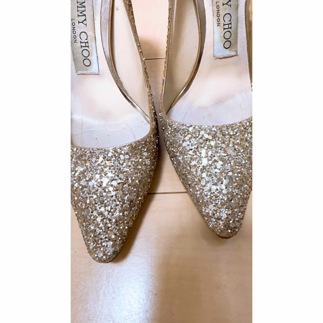 JIMMY CHOO - JIMMY CHOO ROMY 100 グリッターパンプス ゴールドの通販