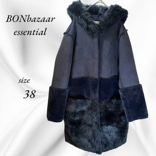 未使用品　BONbazaar essential ファーコート　ネイビー　M