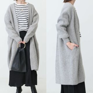 スピックアンドスパン(Spick & Span)のSpick & Span LAMBS WOOLコクーンカーディガン グレー(カーディガン)