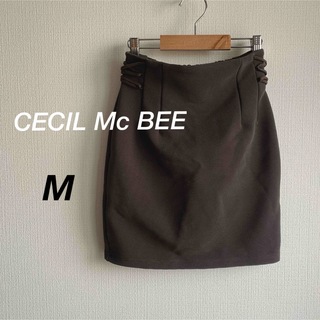セシルマクビー(CECIL McBEE)のCECIL Mc BEE  M  タイト スカート 編みウエスト カーキ秋(ミニスカート)