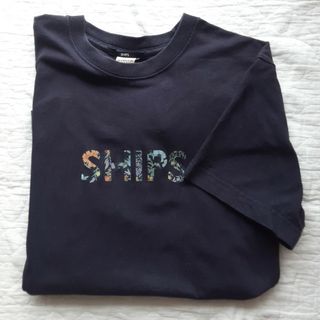 シップス(SHIPS)の【SHIPS】 ロゴ フラワー柄 Tシャツ Mネイビー(Tシャツ(半袖/袖なし))