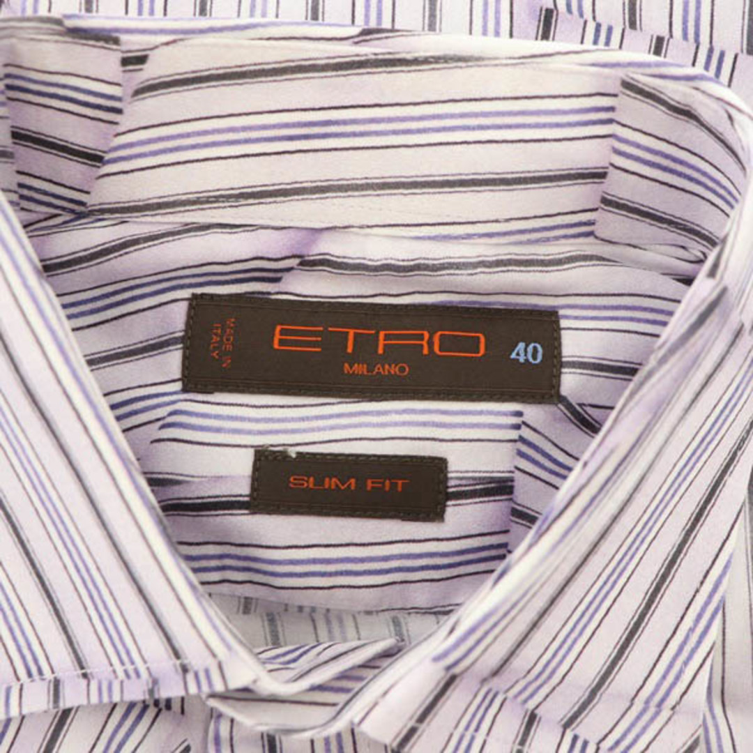 ETRO エトロ ストライプシャツ 長袖 イタリア製 コットン パープル