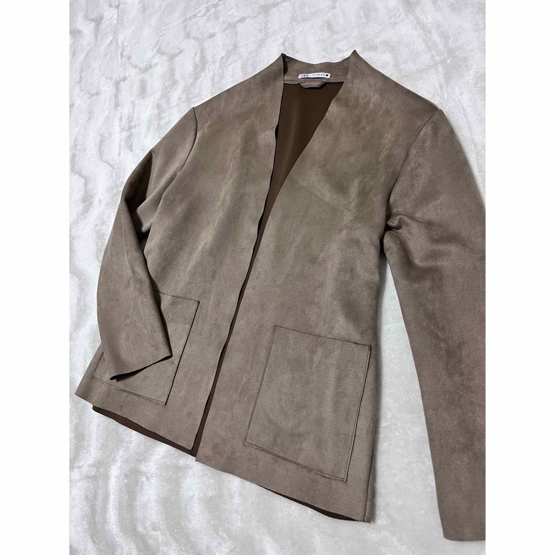 ZARA(ザラ)のZARA ザラ 美品 ノーカラー ジャケット  スエードブレザー  M 40 メンズのジャケット/アウター(ノーカラージャケット)の商品写真