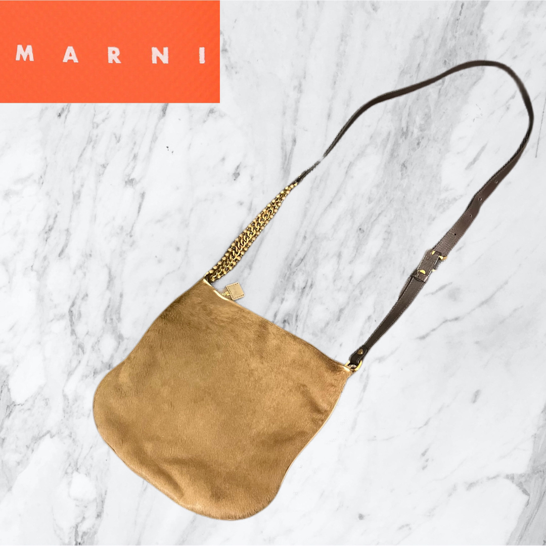 Marni(マルニ)の【良品】MARNI マルニ　ショルダーバッグ　ハラコ　レザー　ブラウン レディースのバッグ(ショルダーバッグ)の商品写真