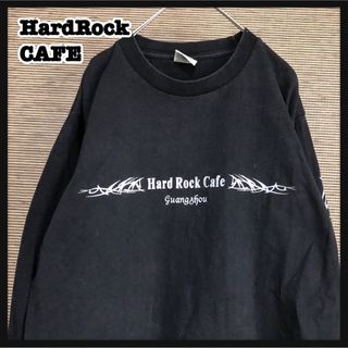 【ハードロックカフェ】長袖Tシャツ　ロンTデカロゴ黒guangzhou 広州71(Tシャツ/カットソー(七分/長袖))