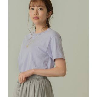 アンジー(ANGIE)のANGIE コットン無地クルーネックTシャツ（半袖） ライトパープル Sサイズ(Tシャツ(半袖/袖なし))