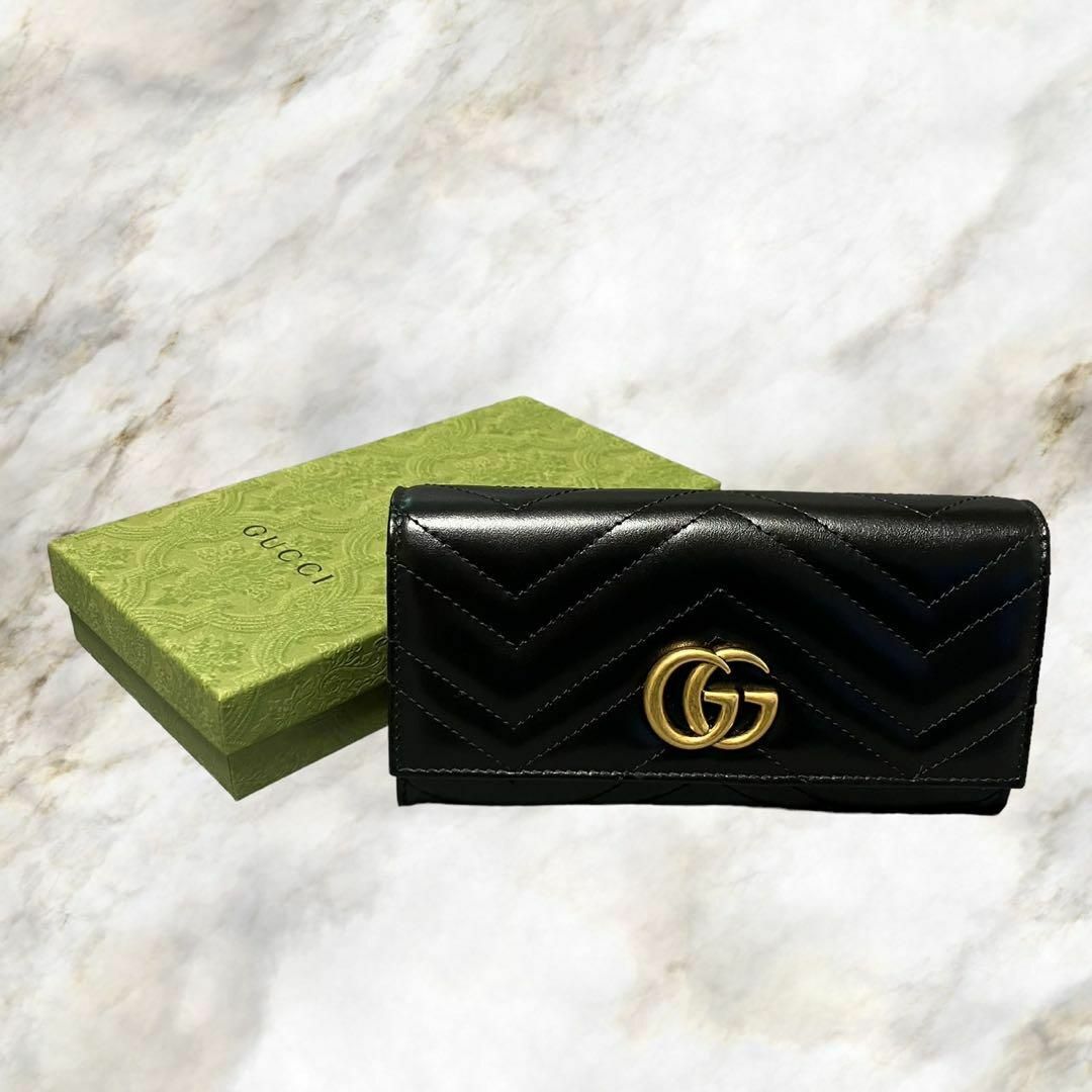 【新品】GUCCI グッチ ggマーモット レザー 長財布 黒 443436 | フリマアプリ ラクマ