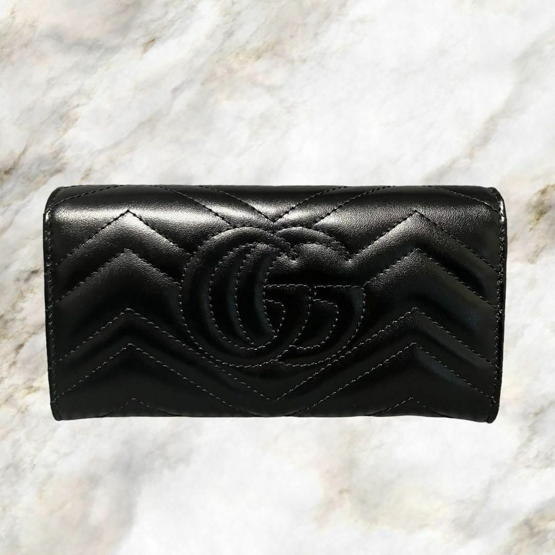 【新品】GUCCI グッチ ggマーモット レザー 長財布 黒 443436