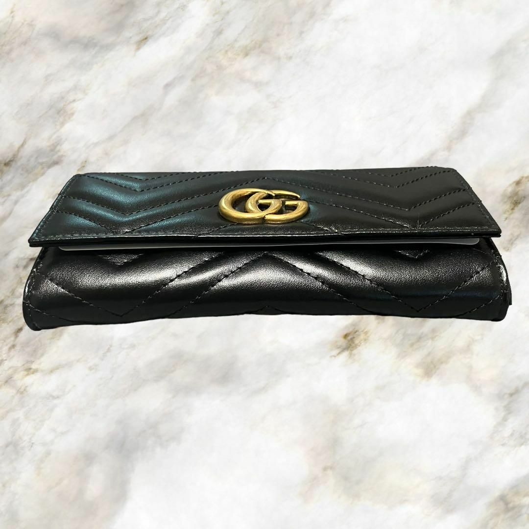 【新品】GUCCI グッチ ggマーモット レザー 長財布 黒 443436
