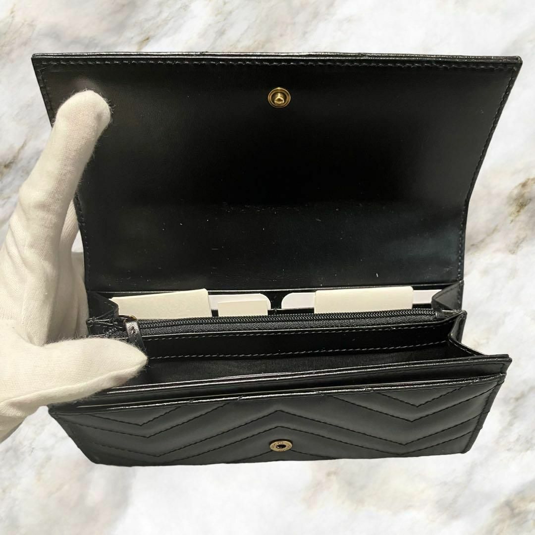 【新品】GUCCI グッチ ggマーモット レザー 長財布 黒 443436