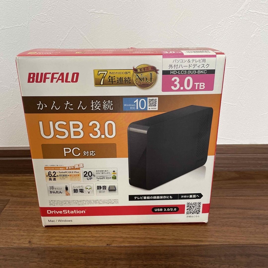 BUFFALO 外付けHDD HD-LC3.0U3-BKC スマホ/家電/カメラのPC/タブレット(PC周辺機器)の商品写真