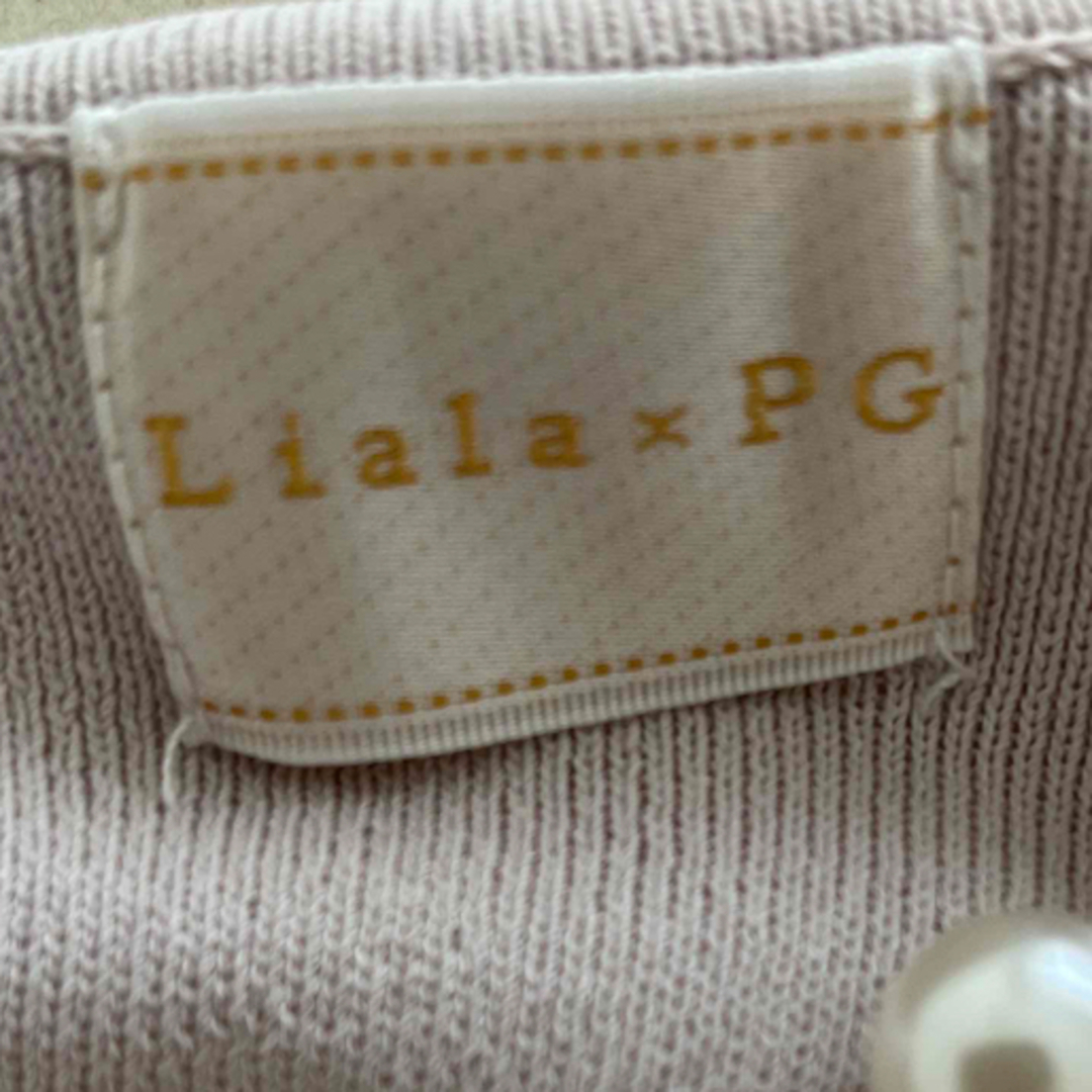 Liala×PG(リアラバイピージー)の Liala×PG ニット 衿ぐり パール 半袖  レディースのトップス(カットソー(半袖/袖なし))の商品写真