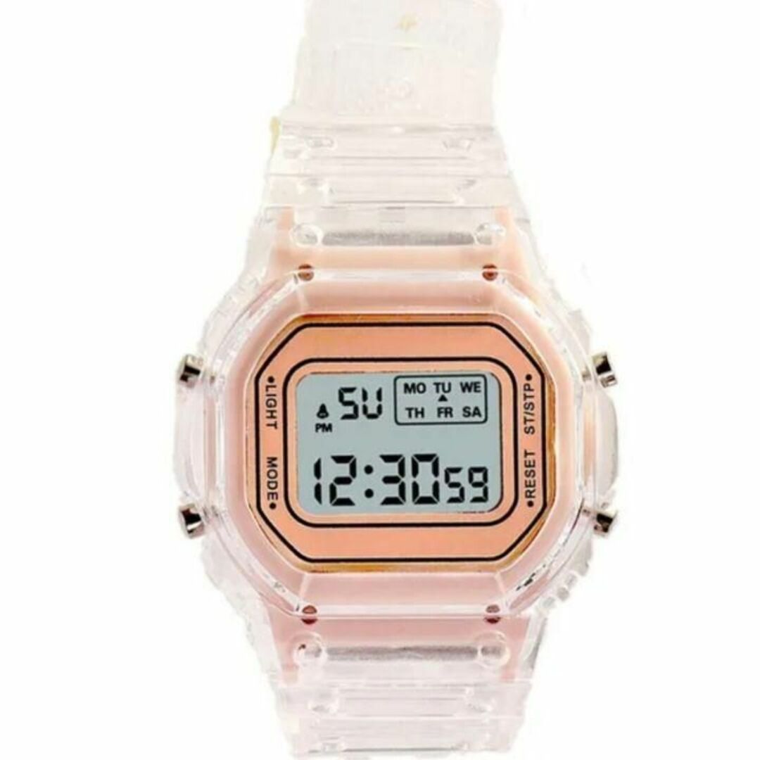 ★ スケルトンタイプ　ピンク クリア デジタル 腕時計 オルチャン レディースのファッション小物(腕時計)の商品写真