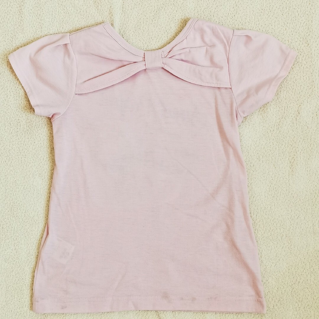 メゾピアノ 140 半袖 カットソー Tシャツ ピンク バックリボン キッズ/ベビー/マタニティのキッズ服女の子用(90cm~)(Tシャツ/カットソー)の商品写真