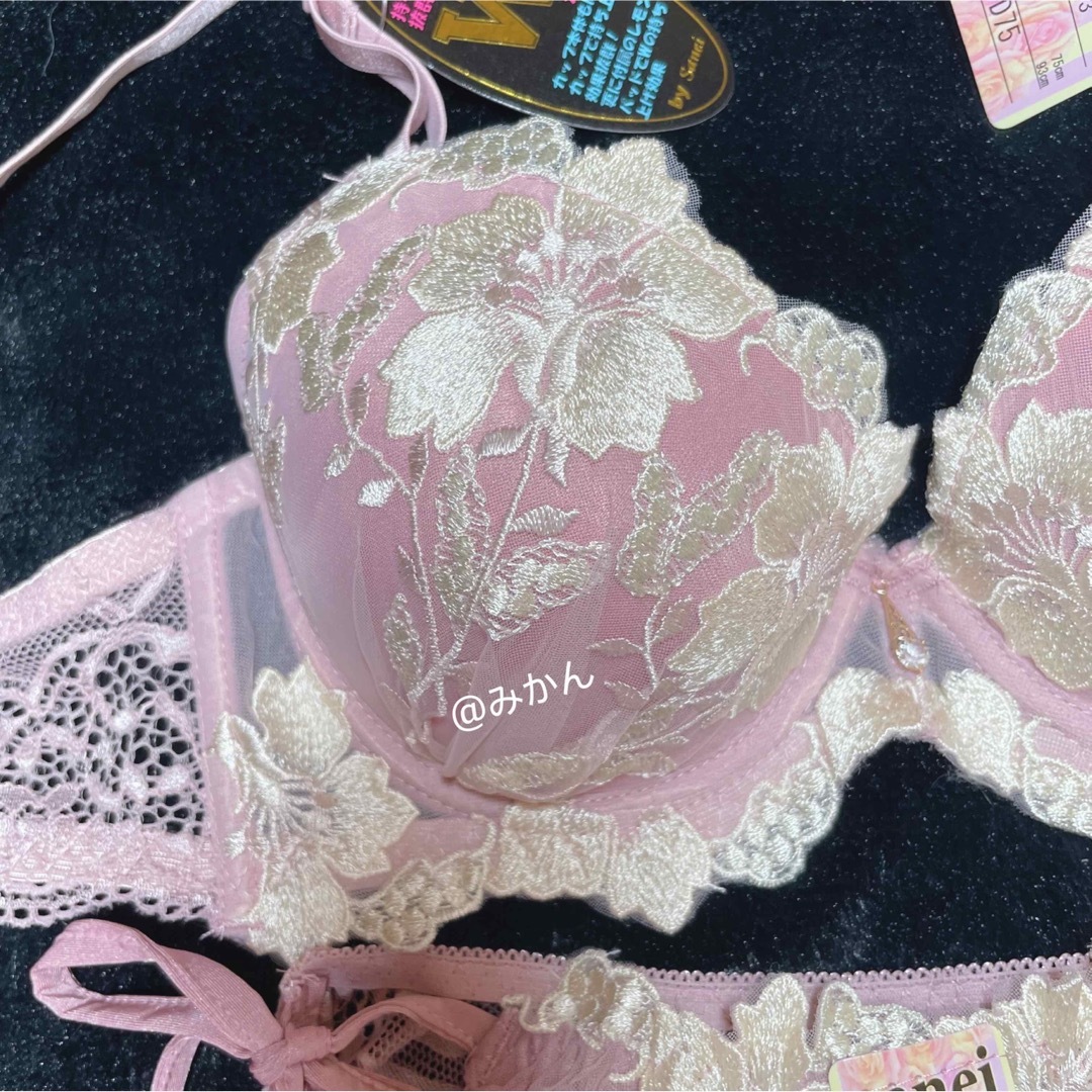 人気商品✨♥️エレガントグラジオラスブラ&ほどける紐ショーツセット(ピンク) レディースの下着/アンダーウェア(ブラ&ショーツセット)の商品写真