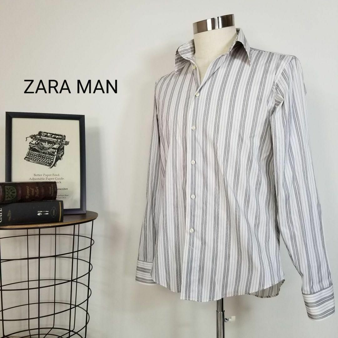 ZARA - ZARAマルチストライプ柄ナロースプレッドカラードレスシャツ
