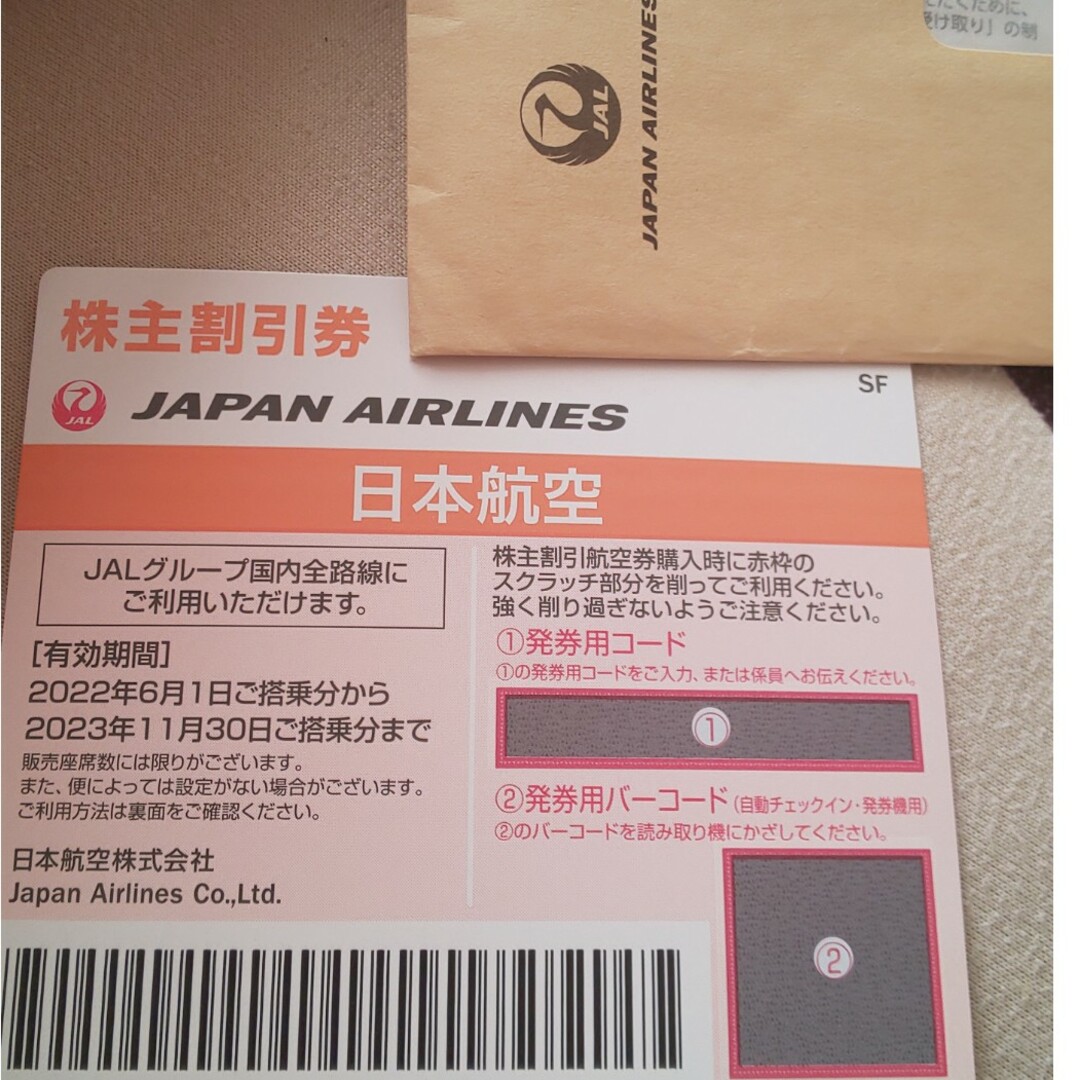 JAL株主優待 チケットの乗車券/交通券(航空券)の商品写真