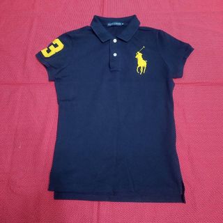 ポロラルフローレン(POLO RALPH LAUREN)の美品　ラルフローレン　半袖　ポロシャツ　紺色　ネイビー　黄色　刺繍(ポロシャツ)