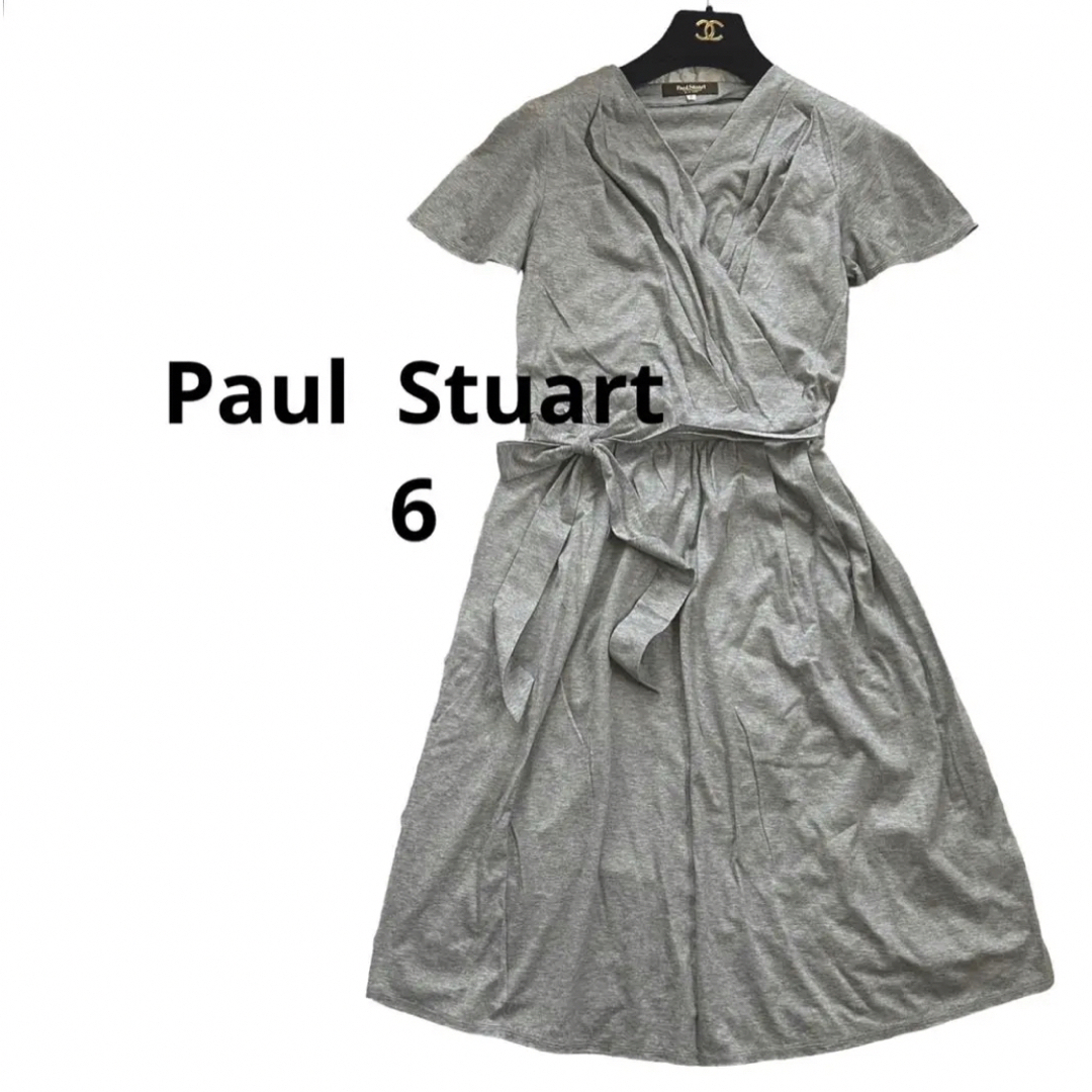 Paul Stuart(ポールスチュアート)のポールスチュアートPaulStuartグレーシンプル膝丈ワンピース6 L相当 レディースのワンピース(ひざ丈ワンピース)の商品写真