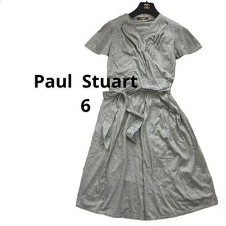 ポールスチュアート(Paul Stuart)のポールスチュアートPaulStuartグレーシンプル膝丈ワンピース6 L相当(ひざ丈ワンピース)