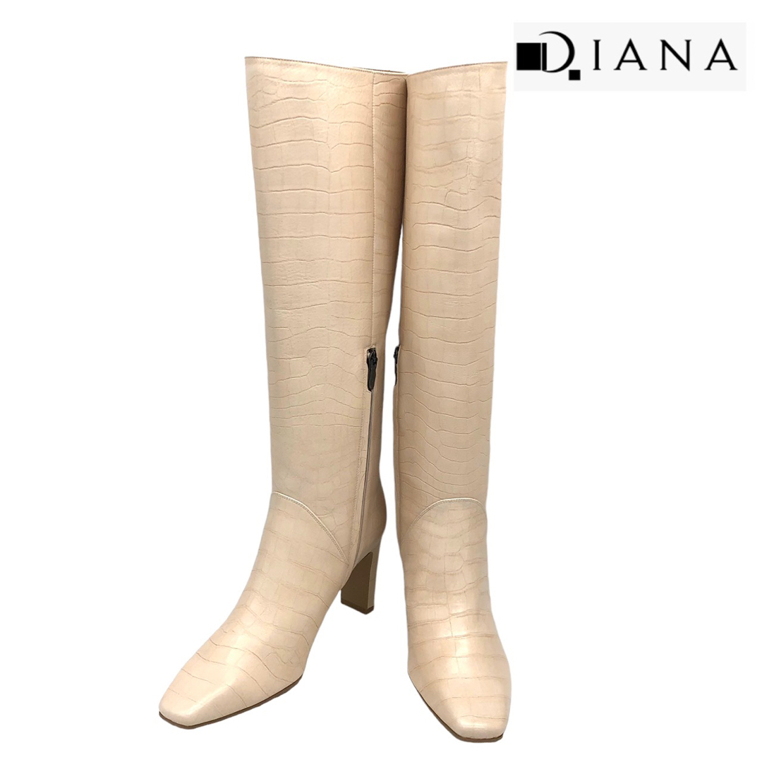 〈極美品〉DIANA ダイアナ【25cm】内ファスナー 型押し ロングブーツ | フリマアプリ ラクマ