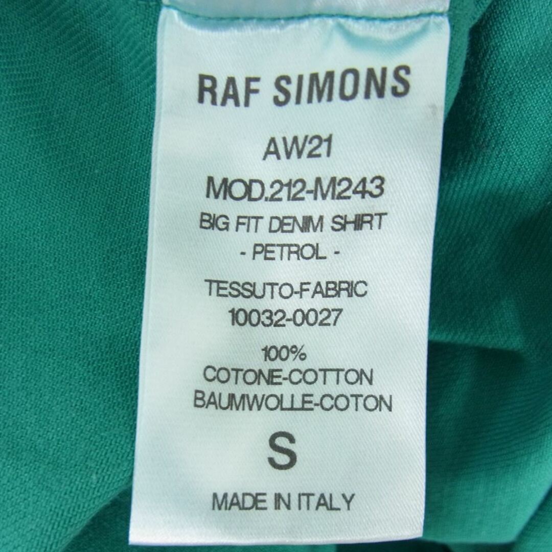 RAF SIMONS(ラフシモンズ)のRAF SIMONS ラフシモンズ 長袖 21AW MOD.212-M243 Big fit denim shirt ロゴパッチ ビッグフィット デニム シャツ グリーン系 S【中古】 メンズのトップス(シャツ)の商品写真