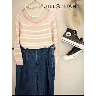 ジルスチュアート(JILLSTUART)の【送料無料レディース】JILLSTUART　マルチボーダーVネックニット　ピンク(ニット/セーター)