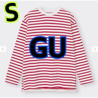 ジーユー(GU)の美品★GU★ボーダーロングスリーブT★長袖★S★レッド★ボーダーTシャツ(Tシャツ(長袖/七分))