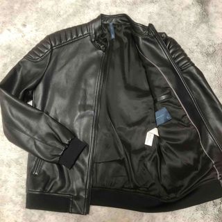 ザラ(ZARA)の【美品】ザラ　ZARA シングルライダースジャケット　フェイクレザー　Lサイズ(ライダースジャケット)