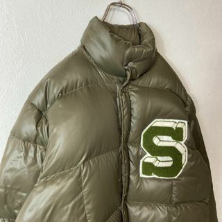 【人気グリーン、ダウン80%◎】stussyダウンジャケットSロゴ緑　長袖