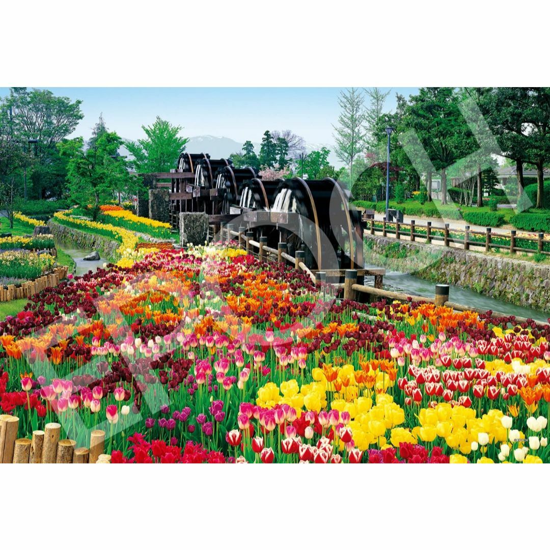 エポック社 1053ピース ジグソーパズル 五連水車と花咲く公園ー富山 スーパー