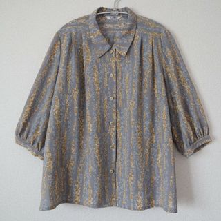 サンタモニカ(Santa Monica)のUSED flower  blouse blue×yellow(シャツ/ブラウス(長袖/七分))