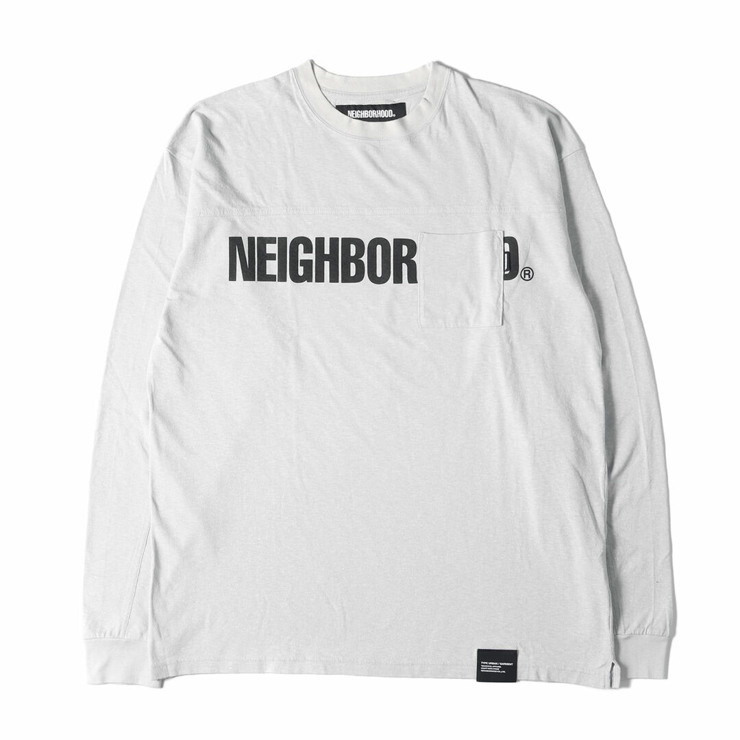 NEIGHBORHOOD ネイバーフッド Tシャツ サイズ:L 23SS ブランドロゴ ポケット ロングスリーブ 長袖 クルーネック Tシャツ LOGO PRINT CREWNECK LS グレー トップス カットソー ロンT カジュアル ストリート ブランド 【メンズ】Tシャツ/カットソー(七分/長袖)