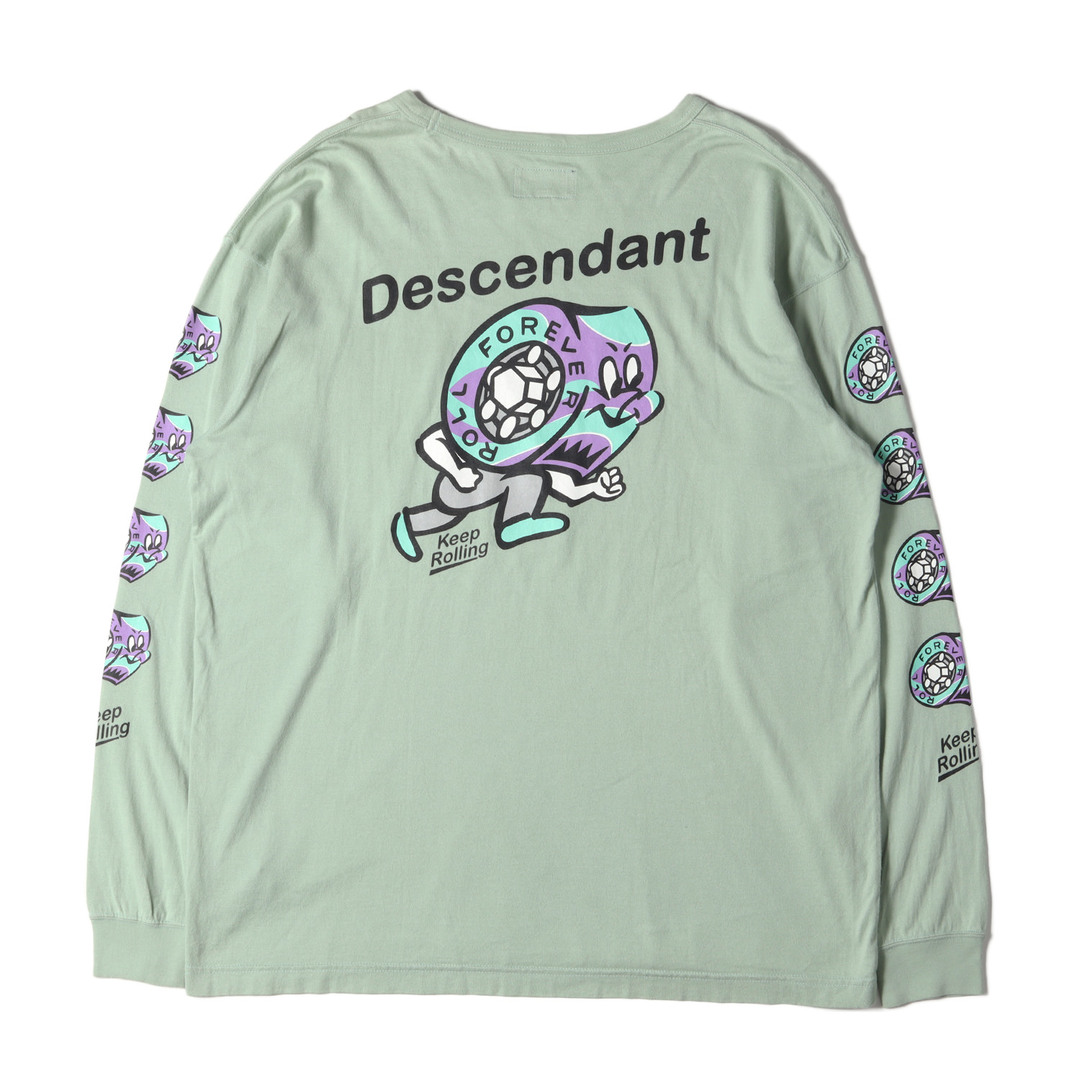 トップスDESCENDANT ディセンダント Tシャツ サイズ:1 キャラクタープリント ポケット 長袖 ロングスリーブ クルーネック Tシャツ Kid Bearing CREW NECK LS 18AW グリーン トップス カットソー ロンT カジュアル ストリート ブランド【メンズ】