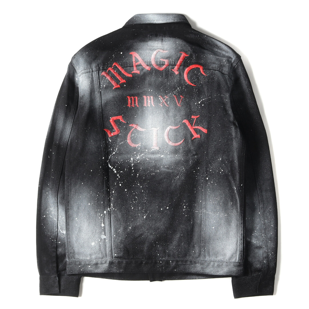 MAGIC STICK マジック・スティック ジャケット サイズ:M スプラッターペイント 柄 スナップボタン デニム ジャケット 長袖 ROCK STEADY JEAN JACKET ブラック 黒 アウター ブルゾン カジュアル ストリート ブランド 【メンズ】【美品】メンズ