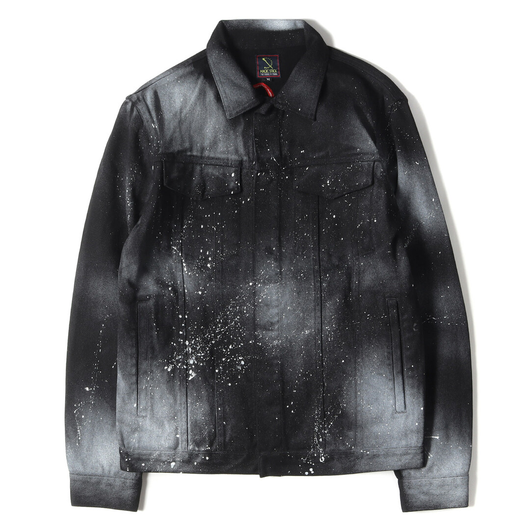 MAGIC STICK マジック・スティック ジャケット サイズ:M スプラッターペイント 柄 スナップボタン デニム ジャケット 長袖 ROCK STEADY JEAN JACKET ブラック 黒 アウター ブルゾン カジュアル ストリート ブランド 【メンズ】【美品】メンズ