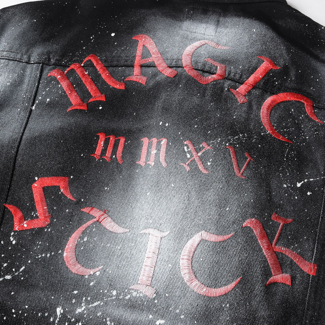 MAGIC STICK マジック・スティック ジャケット サイズ:M スプラッターペイント 柄 スナップボタン デニム ジャケット 長袖 ROCK STEADY JEAN JACKET ブラック 黒 アウター ブルゾン カジュアル ストリート ブランド 【メンズ】【美品】メンズ