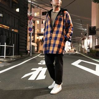 Moonage Devilment - 美品 清春着 MENTAL フードチェックシャツ ORANGE