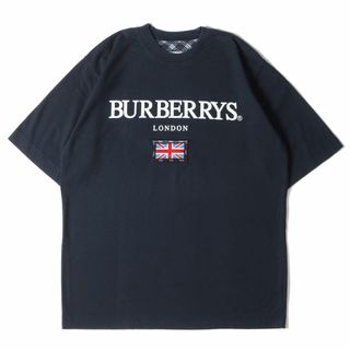 バーバリー(BURBERRY)のBURBERRY バーバリー Tシャツ サイズ:L 90s ブランド ロゴ 国旗 ワッペン クルーネック Tシャツ 半袖 ネイビー 紺 トップス カットソー ブランド カジュアル ヴィンテージ 古着【メンズ】【中古】(Tシャツ/カットソー(半袖/袖なし))