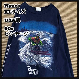 Hanes - 【ヘインズ】ロンT USA製 スキー ボルトン ビンテージ 90s