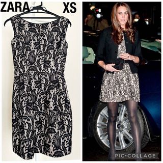 ザラ(ZARA)の【キャサリン妃着用】完売　ZARA　上品レースワンピース　XS(ひざ丈ワンピース)