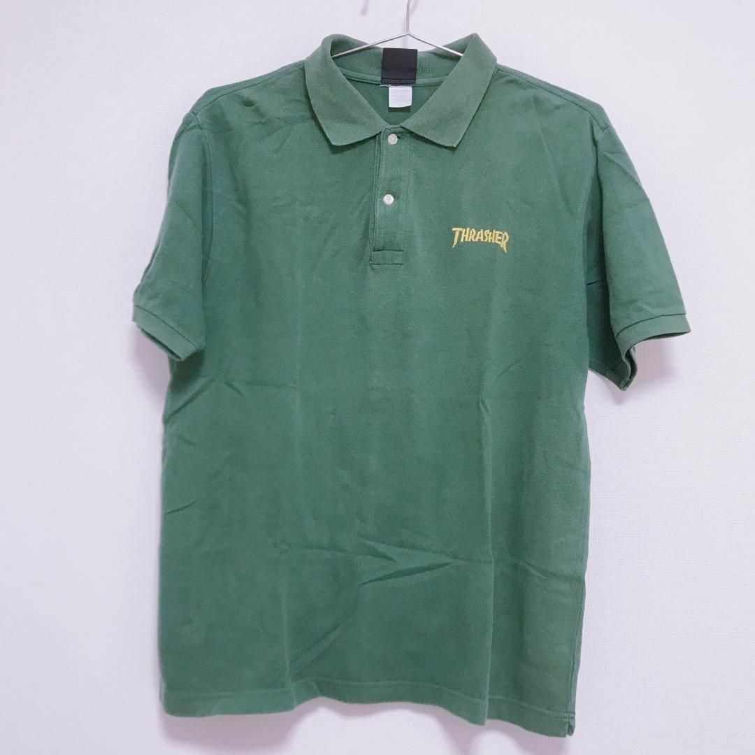 THRASHER(スラッシャー)の「激レア」THRASHER スラッシャー ポロシャツ 緑 L スケボー メンズのトップス(ポロシャツ)の商品写真