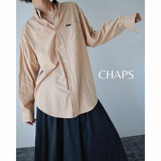 チャップス(CHAPS)の【CHAPS】チャップス チェック柄 ボタンダウン 長袖 シャツ L オレンジ(シャツ)